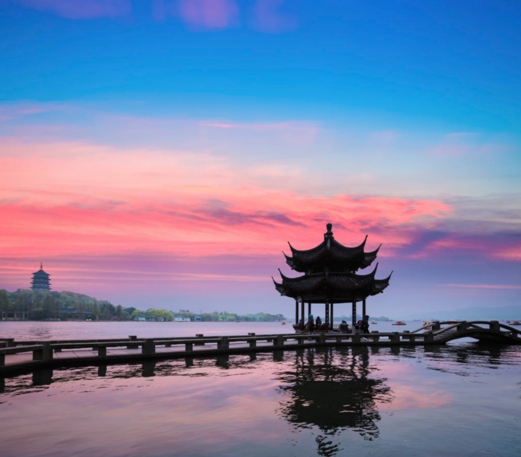 study traditional chinese medicine in China, Hangzhou at Sunset